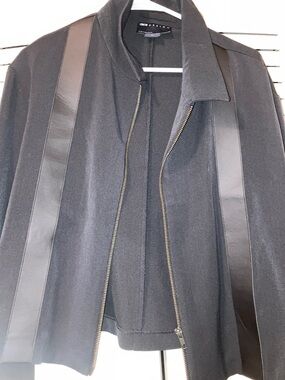 ASOS Black Lightweight Shirt Jacket with Dark Brown Trim